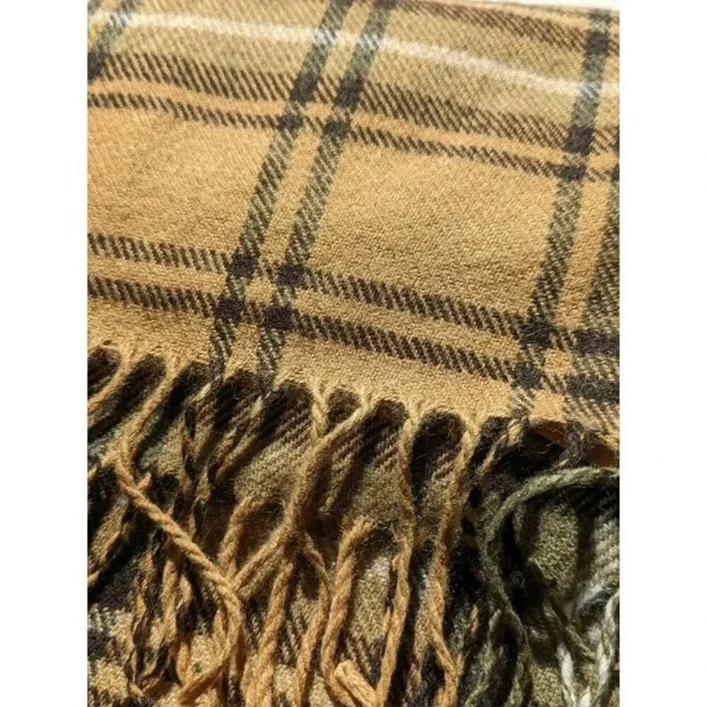 Steve Madden Women's Pop Plaid Fringe-Trim Scarf Brown (MSRP $44)